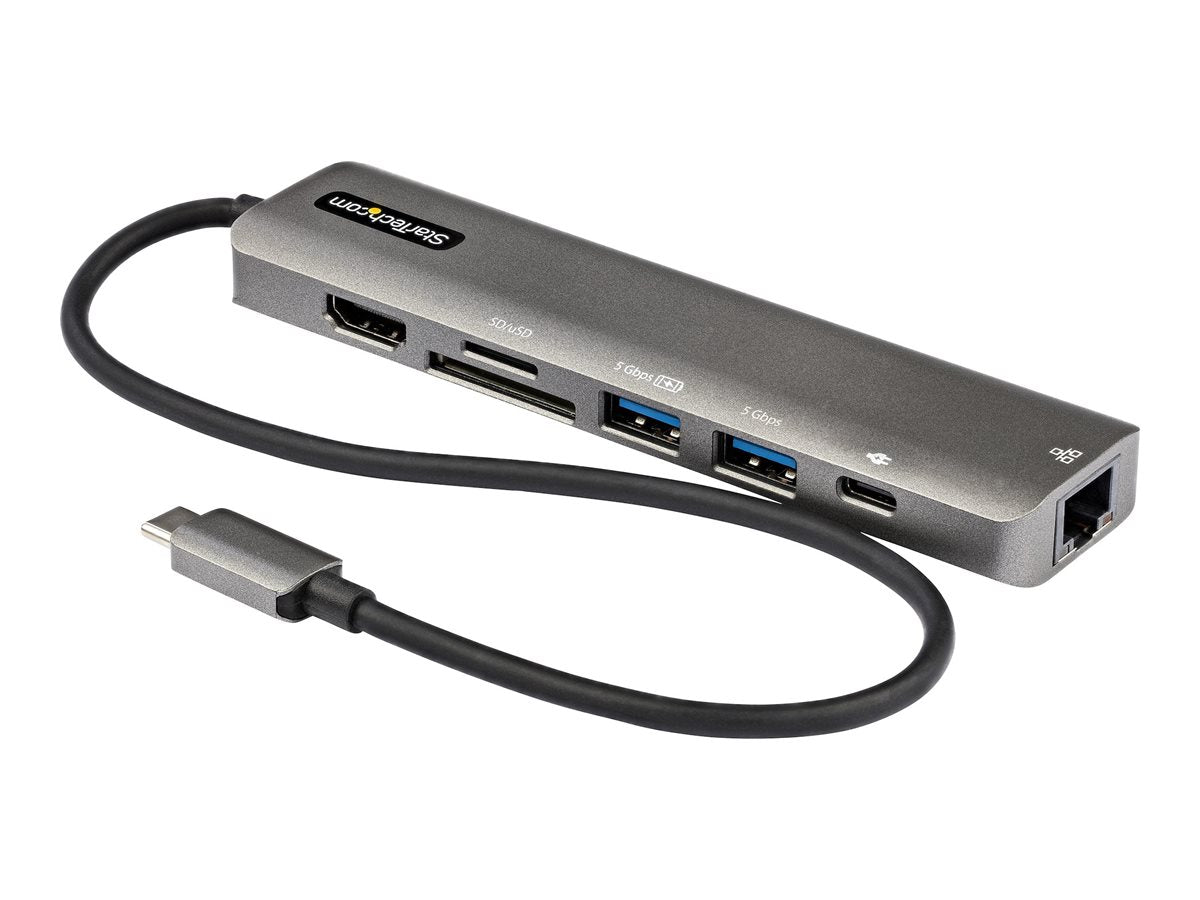 Adaptateur multiport USB-C StarTech avec HDMI 4K, GbE, USB 3.0, PD - Argent/Blanc
