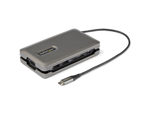 USB-C multiport adapter 4K 60Hz HDMI 2.0b HDR10 with DP 1.4 Alt-Mode - 2x 10Gbps USB Hub/SD Card Reader/Ethernet - USB C Mini Dock w/100W Power Delivery Passthrough - 10in cable - USB Type-C power adapter or bus powered - Win/Mac/Chrome/iPad/Androi