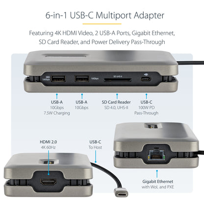 Adaptateur multiport USB-C StarTech HDMI PD DKT31CSDHPD3