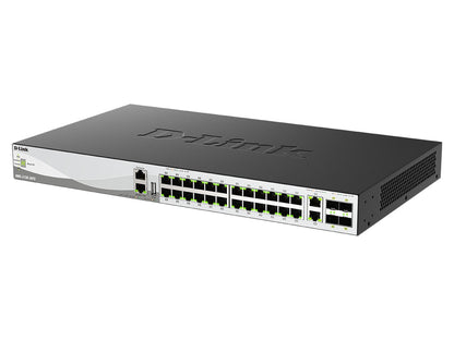DMS-3130 Series 30-Port L2+ Fully Managed Multi-Gigabit Switch with   24 x 100M/1G/2.5GBASE-T ports 2 x 100M/1G/2.5G/10GBASE-T ports 4 x 10G/25G SFP28 ports