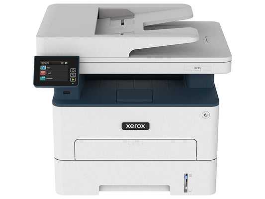 The Xerox B235/DNI is a compact, high-performance multifunction monochrome laser printer designed to streamline office workflows. It delivers fast print speeds up to 36 ppm and supports printing, copying, scanning, and faxing over USB, Ethernet, or wireless. Featuring automatic duplex, a 250-sheet tray, and secure connectivity, it's a robust printing solution for busy workgroups.