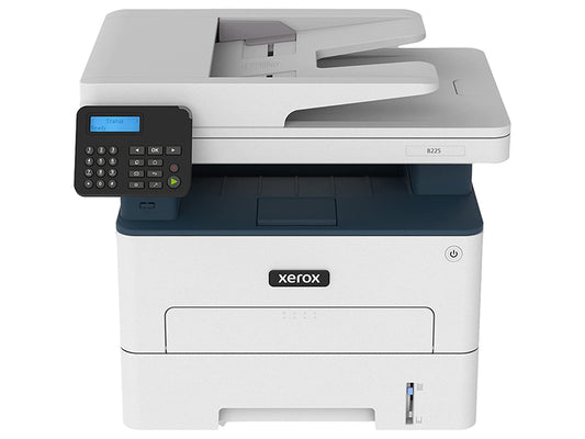 The Xerox B225 is a versatile monochrome multifunction printer built for speed, efficiency, and security. Designed for small workgroups or home offices, it delivers up to 36 pages per minute along with standard duplex printing. Featuring built-in Wi-Fi, Ethernet, and USB connectivity, along with robust OS compatibility and enterprise-class security options, this compact device is optimized for modern workflows.