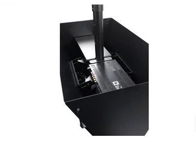Back-to-Back Ceiling Mount with Media Player Storage for 40–65 Flat Panel Displays. Ideal for commercial installations requiring space-saving and secure dual screen deployment from ceilings, this black steel mount ensures durability and compliance with TAA standards. The integrated media player storage enhances installation efficiency and organization.