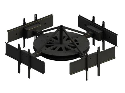 The Peerless DST975-4 Multi-Display Ceiling Mount supports up to four large displays from 37 to 75 inches. With telescoping arms and a universal mounting pattern, it ensures a secure fit and professional installation in various commercial environments.