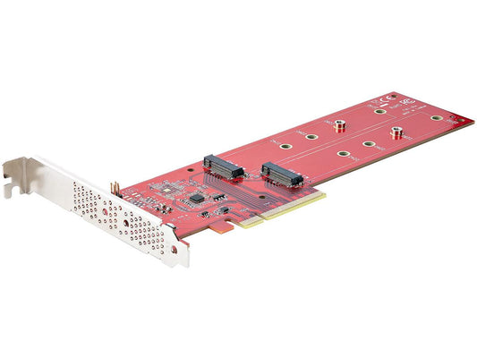 The StarTech Dual M.2 PCIe SSD Adapter allows users to install two M.2 PCIe SSDs (NVMe or AHCI) into a single PCIe 4.0 x8/x16 slot. With support for read/write speeds up to 7.8 GB/s per drive, this card is ideal for high-performance computing and storage expansion. It includes full and low-profile brackets and is compatible with Windows and Linux platforms.