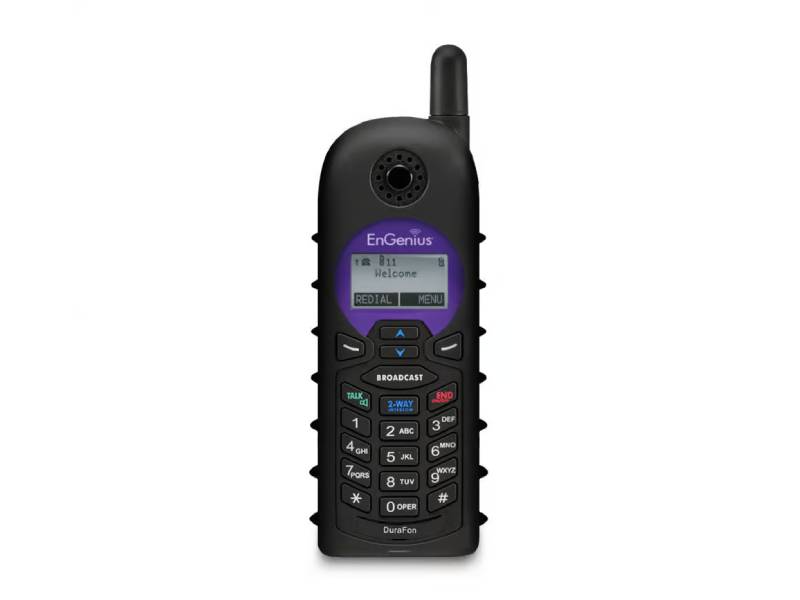 The ENGENIUS DuraFon-SIP is a rugged, long-range SIP cordless telephone system featuring one base station and one handset. Designed for demanding environments, this TAA-compliant solution offers enterprise-level VoIP communication with dependable range and durability. Ideal for large-scale facilities needing reliable mobile voice coverage.