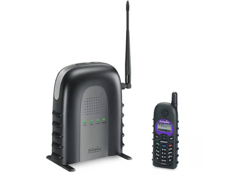 The ENGENIUS DuraFon-SIP is a rugged, long-range SIP cordless telephone system featuring one base station and one handset. Designed for demanding environments, this TAA-compliant solution offers enterprise-level VoIP communication with dependable range and durability. Ideal for large-scale facilities needing reliable mobile voice coverage.