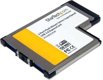 STARTECH Flush Mount 54mm ExpressCard USB 3.0 Adapter, 2-Port
