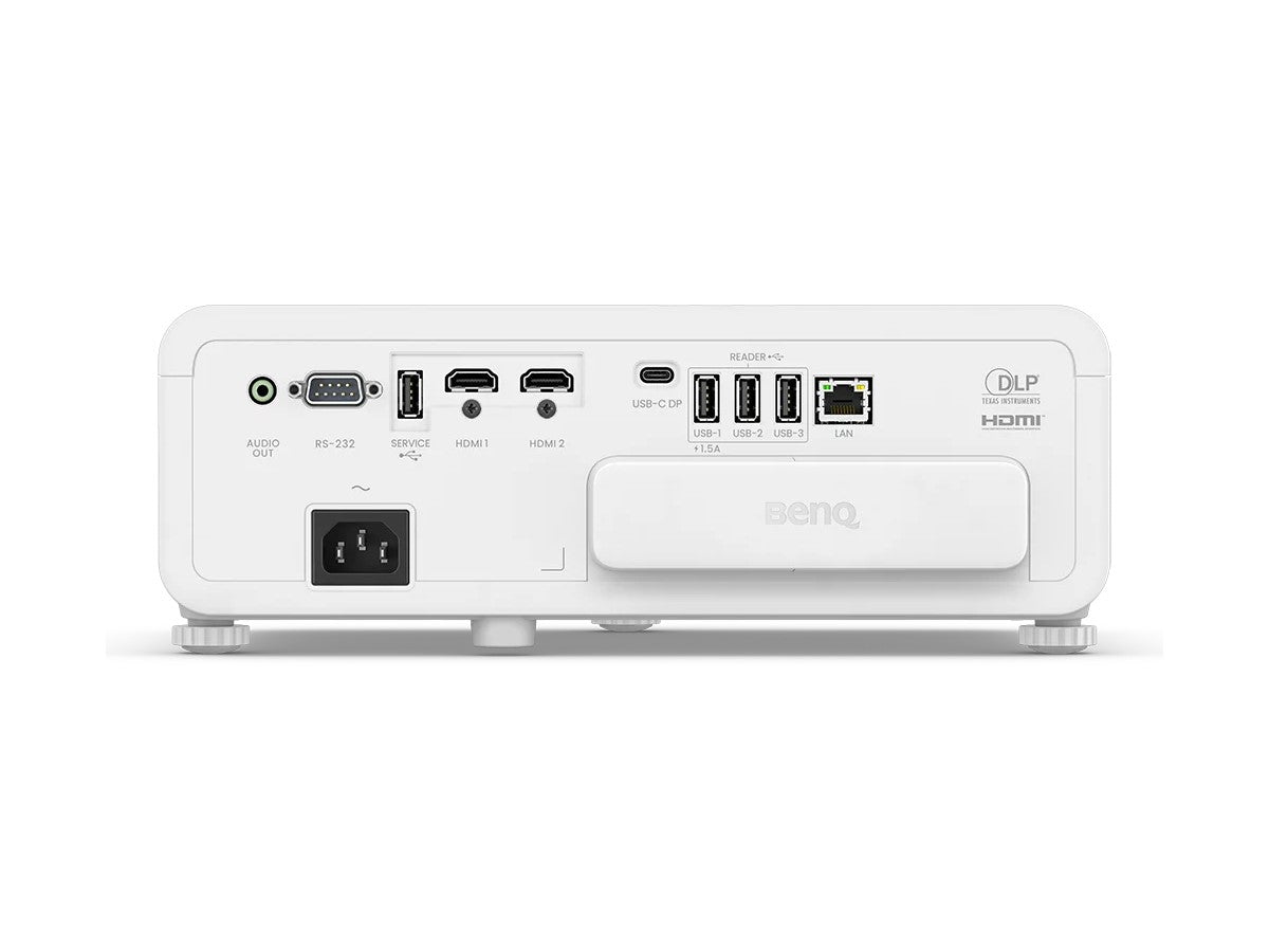 The BENQ EH700 is a high-performance laser projector featuring 4000 ANSI lumens brightness, Full HD 1080p resolution, and a dynamic contrast ratio of 3,000,000:1. Designed for rich multimedia experiences, it includes LAN connectivity, integrated speakers, and a built-in Android 9 OS to support USB plug-n-play and app downloads. With its flexible throw ratio and compact design, the EH700 is ideal for meetings, classrooms, and media presentations.