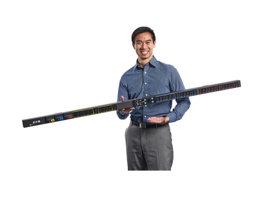 The Eaton EPDU MI CS8365IN provides precision power distribution with a high-density outlet configuration of 48 C13 and 12 C19 outputs. Designed for enterprise and data center applications, this PDU is TAA-compliant and features a durable black enclosure with a space-efficient vertical form factor. It includes a 3-year warranty and is manufactured in the United States.