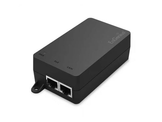 The ENGENIUS EPA5006GP Gigabit Power-over-Ethernet Adapter delivers high-speed data and up to 32.8 watts of power over a single cable for distances up to 328 feet. Ideal for powering compliant devices like wireless access points, IP cameras, or VoIP phones, it ensures streamlined installation and built-in surge protection, making it an efficient and secure networking solution.