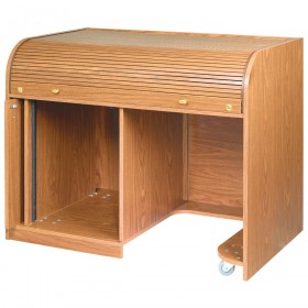CHEF ERT-CHERRY AVEC SIÈGES Bureau à plateau roulant, finition cerisier