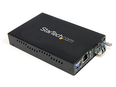Convert and extend a Gigabit Ethernet connection up to 40 km with the StarTech Gigabit Fiber Media Converter. This wired, single-mode fiber (SMF) solution features LC connectors and a 1310nm wavelength for reliable long-distance data transmission in industrial, commercial, or enterprise settings.