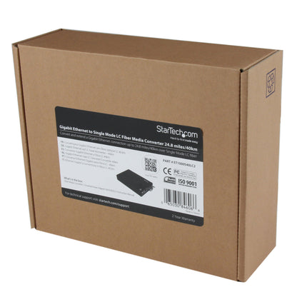 Convertisseur de média fibre Gigabit StarTech LC 40 km, SMF, 1000Base-SX, ET1000S40LC2