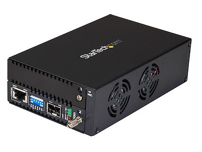 Convert and extend high-speed 10GBASE-T copper connections over fiber using the STARTECH 10GbE Fiber Media Converter with an open SFP+ slot. Designed for flexibility, it allows users to choose their preferred 10G SFP+ transceiver for performance customization while ensuring consistent, high-bandwidth network extension. Its compact, black enclosure and TAA-compliant design make it suitable for enterprise and government infrastructure.