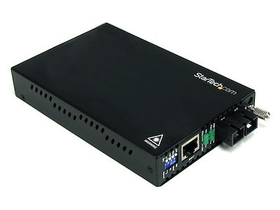 Convert and extend a 10/100 Mbps Ethernet connection up to 30 km with the StarTech ET90110SM302 Media Converter. Designed for long-range fiber network deployment, this device enables reliable single-mode SC fiber connectivity while supporting both 10 Mbps and 100 Mbps link speeds over Ethernet. Ideal for mission-critical networking in TAA-compliant environments.