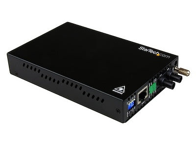 Convert and extend a 10/100 Mbps Ethernet connection up to 2 kilometers using this StarTech fiber media converter, designed for multimode ST fiber. With its support for 1310nm wavelength, this device enables fast, secure, and long-distance data transmission suitable for industrial, commercial, or campus networks.