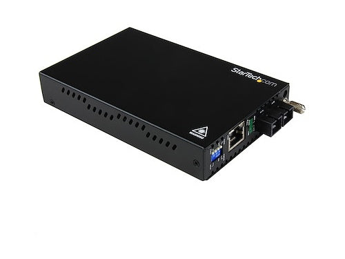 Convert and extend Gigabit Ethernet connections up to 550 meters with the StarTech ET91000SC2 multimode fiber converter. Designed with SC interfaces and supporting 1000Base-SX over 850nm wavelength, it delivers high-speed, long-range connectivity in a robust, TAA-compliant design. Ideal for secure, efficient network extensions in government, education, and enterprise environments.