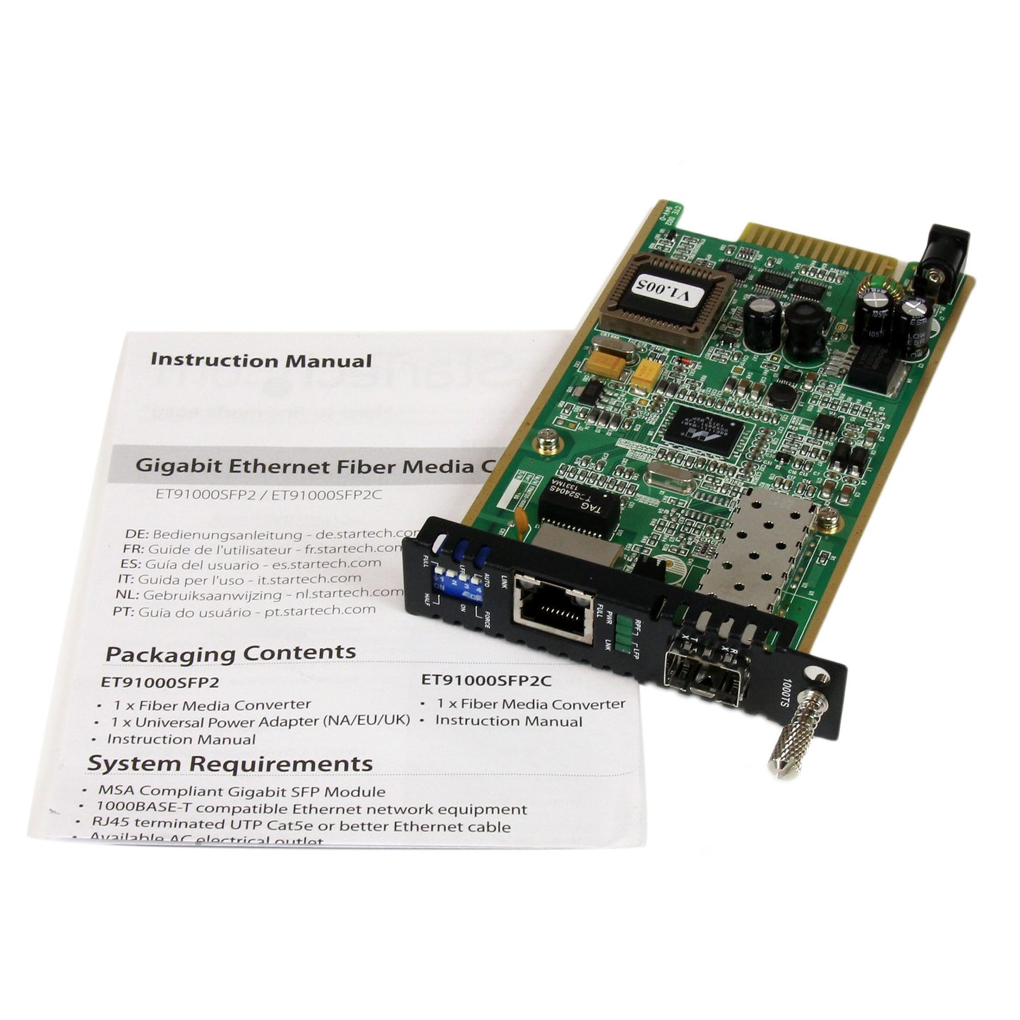 Carte convertisseur de média Gigabit SFP ouverte StarTech ET91000SFP2C
