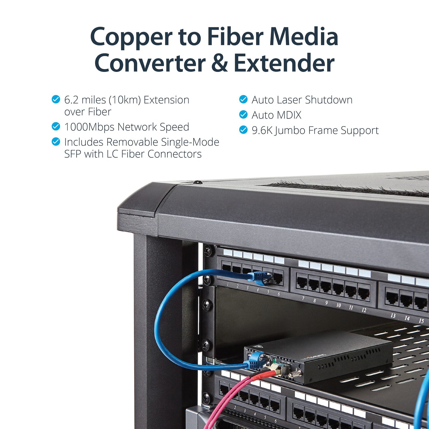StarTech ET91000SM10 Convertisseur de média fibre GbE SM LC 10 km