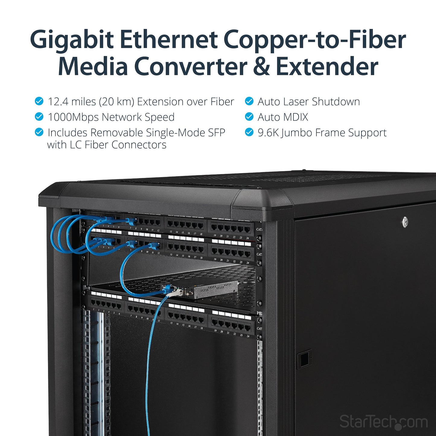 StarTech ET91000SM20 Convertisseur de média fibre GbE SM LC 20 km