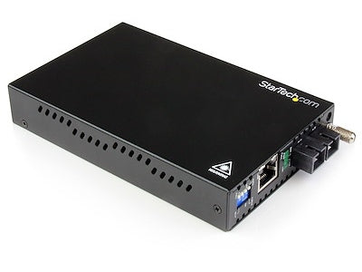 Convert and extend a Gigabit Ethernet connection up to 40 km with the StarTech ET91000SM402 fiber converter. Designed for single-mode fiber with SC connectors, it supports high-speed 1 Gbps data transfers over 1310nm wavelength. Ideal for long-distance wired networking in TAA-compliant installations.