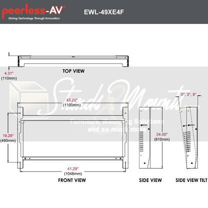 Support mural inclinable extérieur PEERLESS EWL-49XE4F pour LG 49XE4F, paysage