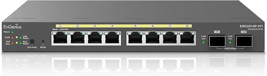ENGENIUS EWS2910P-FIT 8-Port Gigabit PoE+ L2+ Switch with 2 SFP, 55W Budget