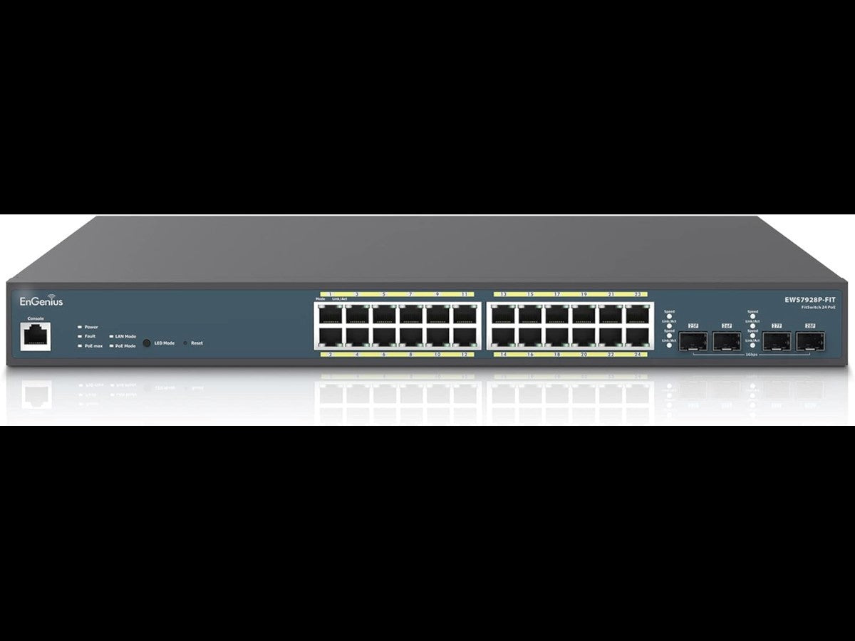 EnGenius EWS7928P-FIT 24-Port GbE PoE+ L2+ Switch with 4 SFP, 240W PoE Budget