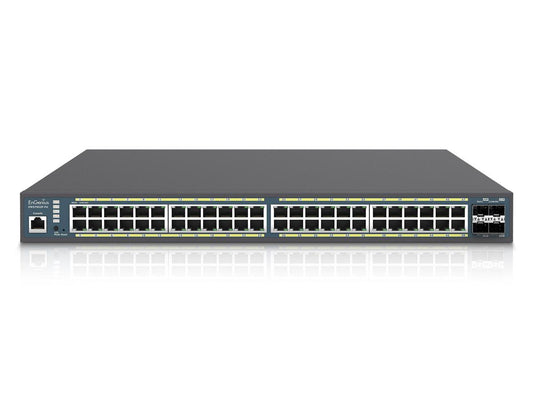EnGenius Fit Managed EWS7952P-FIT is a 48-port Gigabit PoE+ Layer 2+ switch with a 410W PoE budget and four SFP uplink ports for flexible expansion. This enterprise-grade device supports both cloud and on-premises management, allowing organizations to tailor their network control by architecture. Ideal for dynamic network environments that prioritize scalability and control.