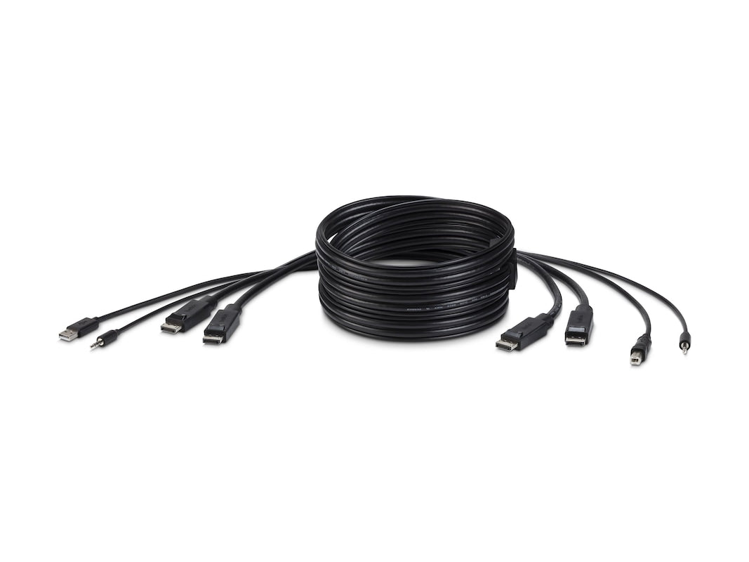 Câble combiné KVM DP vers DP Belkin à double tête, 3 m