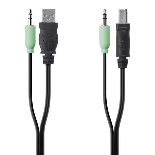 Belkin TAA USB/AUD SKVM Cable, 10 ft, USB A/B, 3.5mm Audio