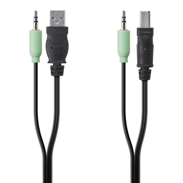 Câble Belkin TAA USB/AUD SKVM, 3 m, USB A/B, audio 3,5 mm