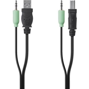 Câble Belkin TAA USB/AUD SKVM, 3 m, USB A/B, audio 3,5 mm
