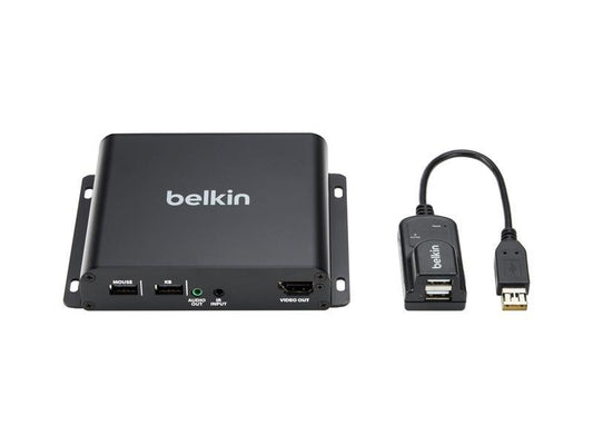 The Belkin F1DN-KVM-EXRC6 is a KVM CAT6 Receiver Extender designed for universal video compatibility. Ideal for professional IT environments, this TAA-compliant device ensures secure and streamlined remote desktop management over CAT6 cabling. It offers an RJ45 interface and is manufactured in the United States for assured quality.
