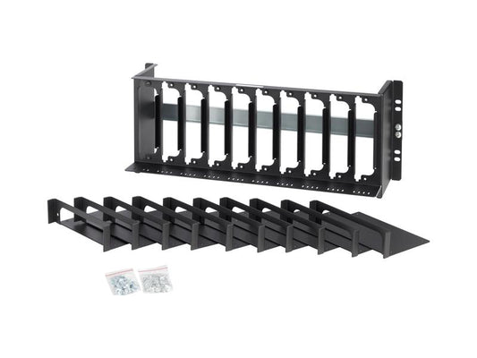 The Belkin 4U Extender Rack Kit (F1DN-RK10-4U) accommodates up to 10 units, offering an efficient and space-saving solution for equipment organization. Designed in the USA and TAA compliant, this kit ensures reliability in regulated environments and government installations.