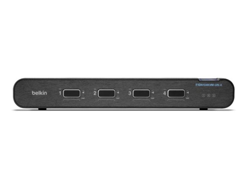 Belkin's 4-Port Single Head DP/HDMI to DP/HDMI Video Secure Desktop KVM Switch PP4.0 provides high-assurance switching for sensitive computing environments. Designed for secure desktop applications, this KVM switch supports CAC integration, ensuring compliance and strong security protocols. Ideal for organizations requiring TAA-compliant and U.S.-manufactured hardware.