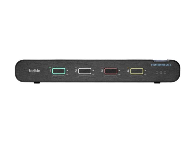 Belkin's 4-Port Single Head DP/HDMI to DP/HDMI Video Secure Desktop KVM Switch PP4.0 provides high-assurance switching for sensitive computing environments. Designed for secure desktop applications, this KVM switch supports CAC integration, ensuring compliance and strong security protocols. Ideal for organizations requiring TAA-compliant and U.S.-manufactured hardware.