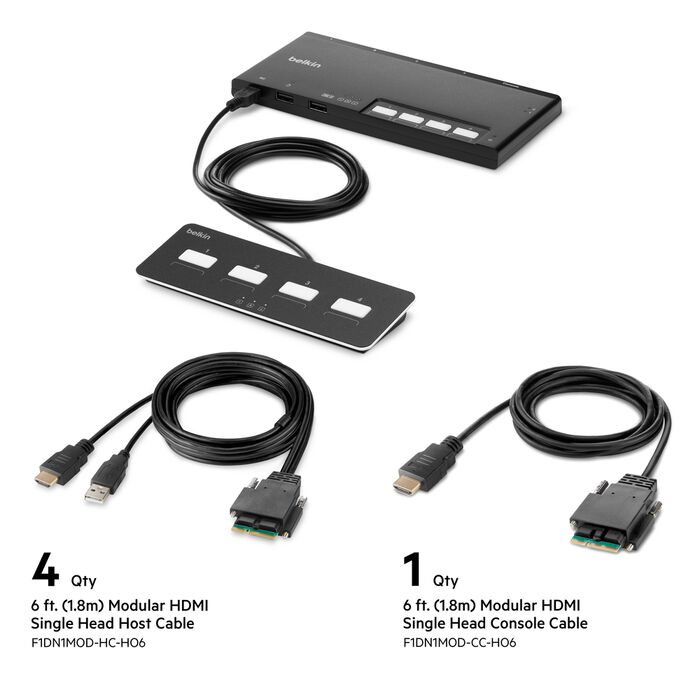 Commutateur KVM sécurisé HDMI PP4.0 Belkin 4 ports avec télécommande