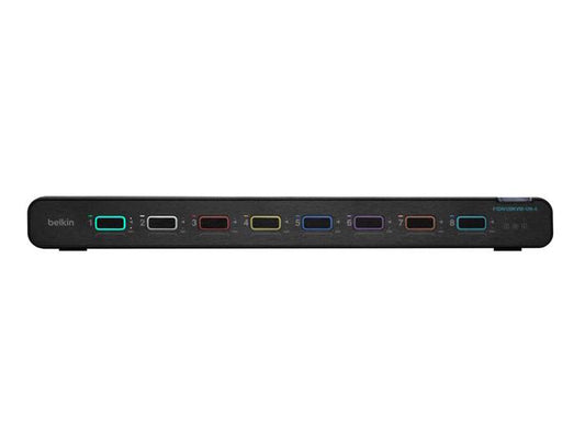 Belkin 8-Port Single Head DP/HDMI to DP/HDMI Video Secure Desktop KVM Switch PP4.0. Designed for secure, high-resolution desktop environments, it supports up to 8 computers and delivers seamless video switching with compliance to NIAP PSD 4.0 standards.