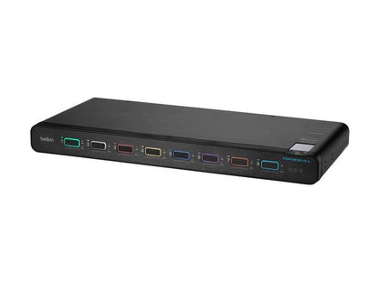 Belkin 8-Port Single Head DP/HDMI KVM Switch offers secure desktop switching with NIAP PP 4.0 compliance. Supporting up to 4K@60Hz resolution and customized port labeling, it's ideal for sensitive multi-computer environments requiring high visual fidelity and certified data protection.