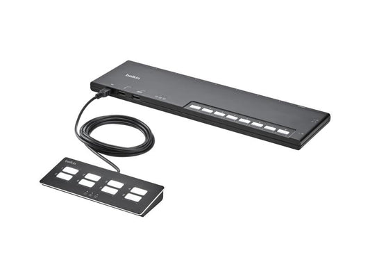 The Belkin Modular 8-Port 1-Head Base SKVM with Remote PP4.0 offers secure, centralized management for up to eight systems from a single console. Built with modular design and TAA compliance, it's ideal for high-security and enterprise-grade IT environments.