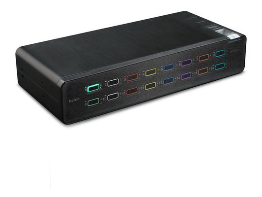 Belkin's 16-Port Single Head DP/HDMI Secure Desktop KVM Switch is engineered for high-assurance applications requiring NIAP PP 4.0 compliance. Supporting DisplayPort and HDMI interfaces with 4K@60Hz resolution, it enables centralized device control with enhanced port security. Ideal for sensitive multi-system environments.