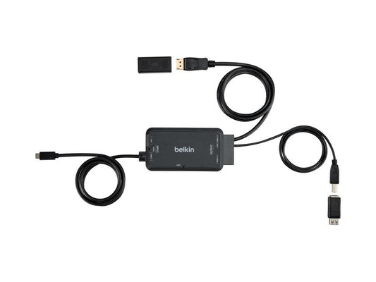 The Belkin TAA USB-C to DisplayPort and USB KVM Cable (6ft) offers a reliable connection solution for professional environments requiring secure switching of peripherals and displays. Designed to meet TAA compliance standards, this cable integrates USB-C, DisplayPort, and USB connectors, optimizing your workspace with streamlined connectivity. Ideal for use in government, corporate, and secure KVM environments.