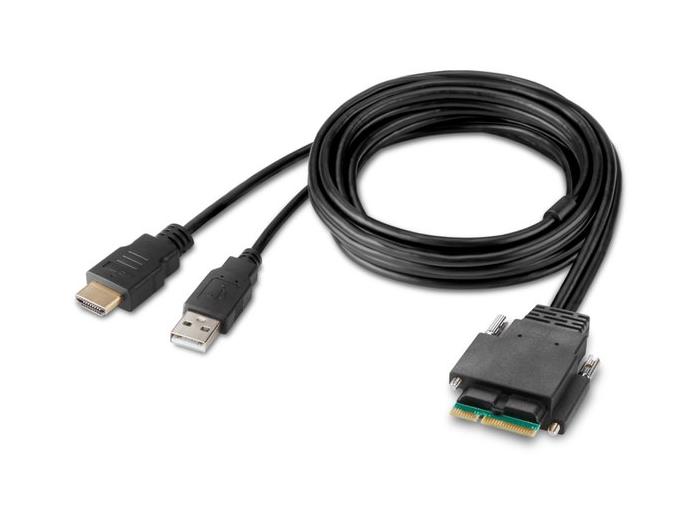 This Belkin 6-foot modular host cable offers HDMI and USB-A male connectors for streamlined SKVM connectivity. Designed for secure deployments, it features TAA compliance and a 3-year warranty. Ideal for IT professionals needing a dependable, integrated solution for managing KVM switches.