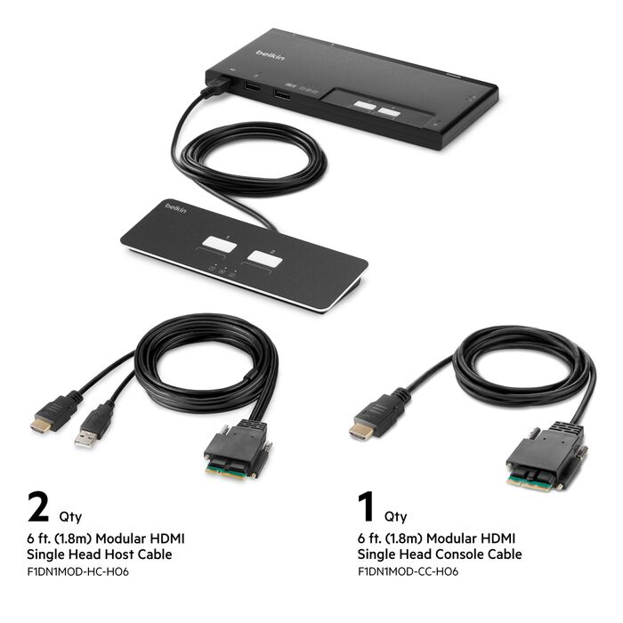 Câble modulaire Belkin HDMI vers hôte SKVM, USB-A, 1,8 m (F1DN1MOD-HC-H06)