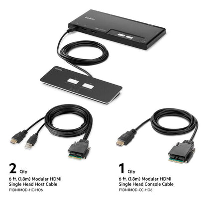Câble modulaire Belkin HDMI vers hôte SKVM, USB-A, 1,8 m (F1DN1MOD-HC-H06)