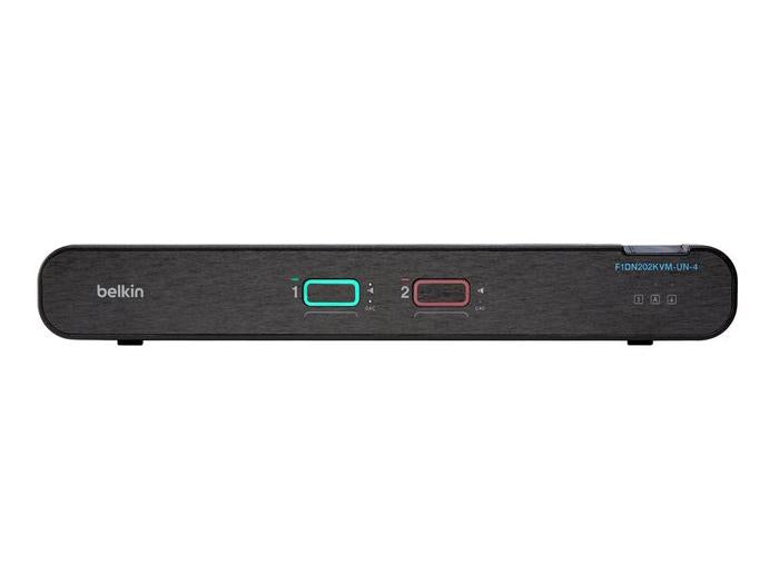 Belkin's 2-Port Dual Head DP/HDMI to DP/HDMI Secure Desktop KVM Switch (PP4.0) offers seamless video switching and robust data protection for high-security environments. Featuring NIAP Protection Profile 4.0 compliance, dual monitor support, and CAC compatibility, this device ensures both convenience and secure operability across two machines simultaneously.