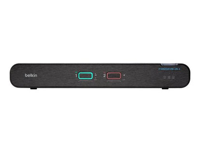 Belkin's 2-Port Dual Head DP/HDMI to DP/HDMI Secure Desktop KVM Switch (PP4.0) offers seamless video switching and robust data protection for high-security environments. Featuring NIAP Protection Profile 4.0 compliance, dual monitor support, and CAC compatibility, this device ensures both convenience and secure operability across two machines simultaneously.