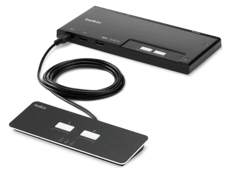 2-Port Dual Head Modular Secure KVM Switch Base Unit, PP4.0 W/ Remote - F1DN202MOD-BA-4 - Designed for NIAP PP PSD 4.0 compliance - Video support for up to 4K (3840x2160), @30Hz refresh